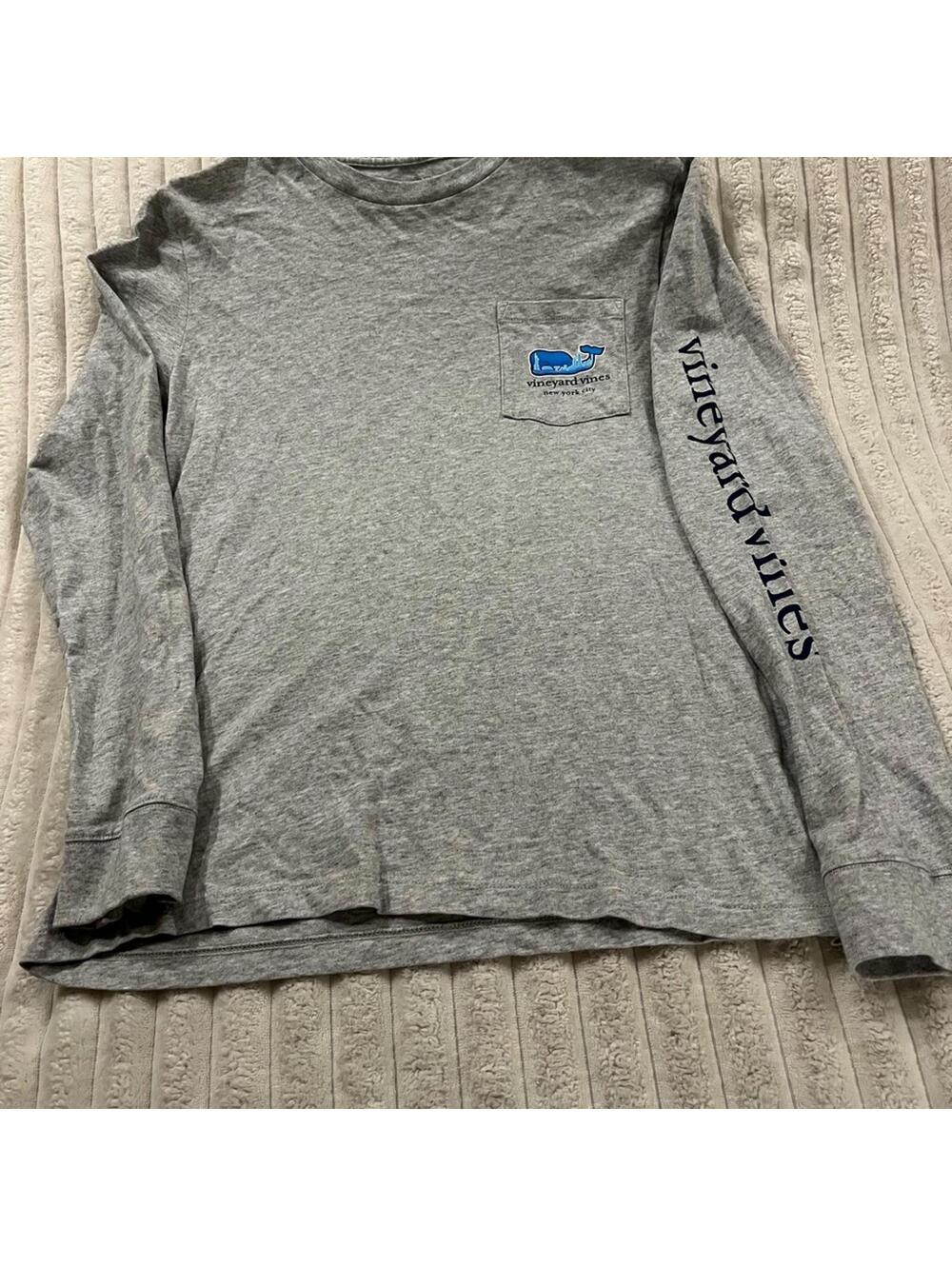 Vineyard Vines Heather Gray Pocket TShirt New York City Boys Size Large 16
